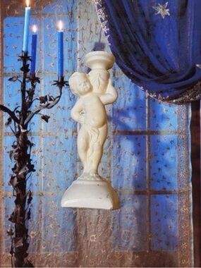 Vintage Whimsygoth Ceramic Cherub Angel Decorative Medieval Statue